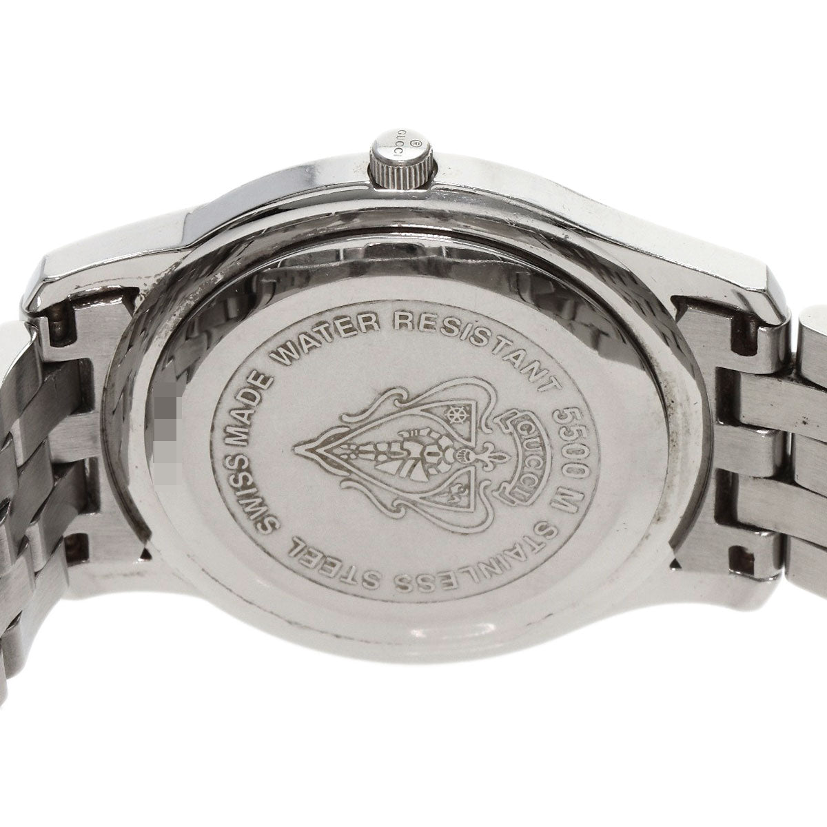 GUCCI Watches Quartz 5500M Stainless Steel , Stainless Steel Silver Round face black dial mens  d