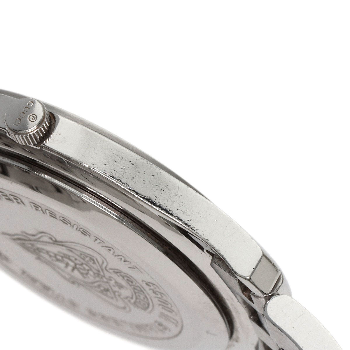 GUCCI Watches Quartz 5500M Stainless Steel , Stainless Steel Silver Round face black dial mens  d