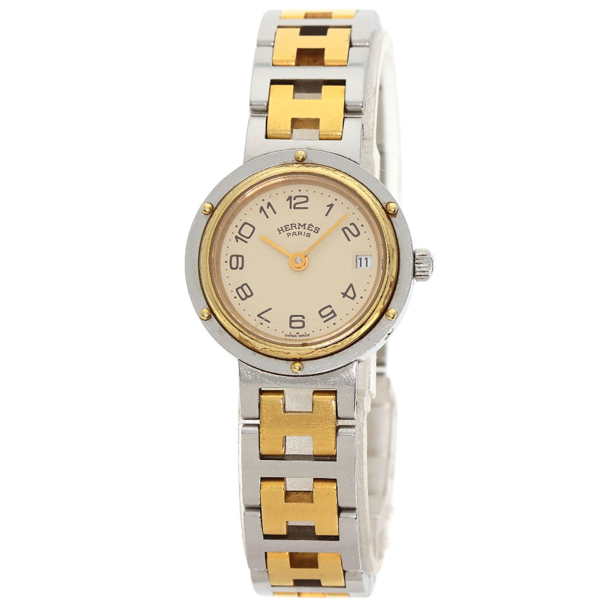 HERMES Watches Quartz Stainless Steel , SSxGP gold Clipper Old Belt cream dial Women  d