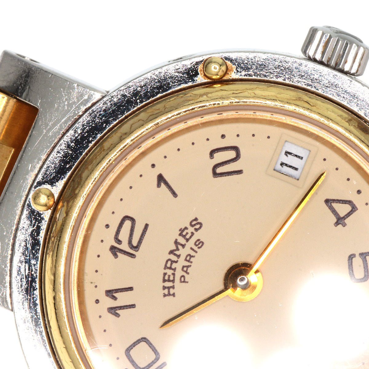 HERMES Watches Quartz Stainless Steel , SSxGP gold Clipper Old Belt cream dial Women  d