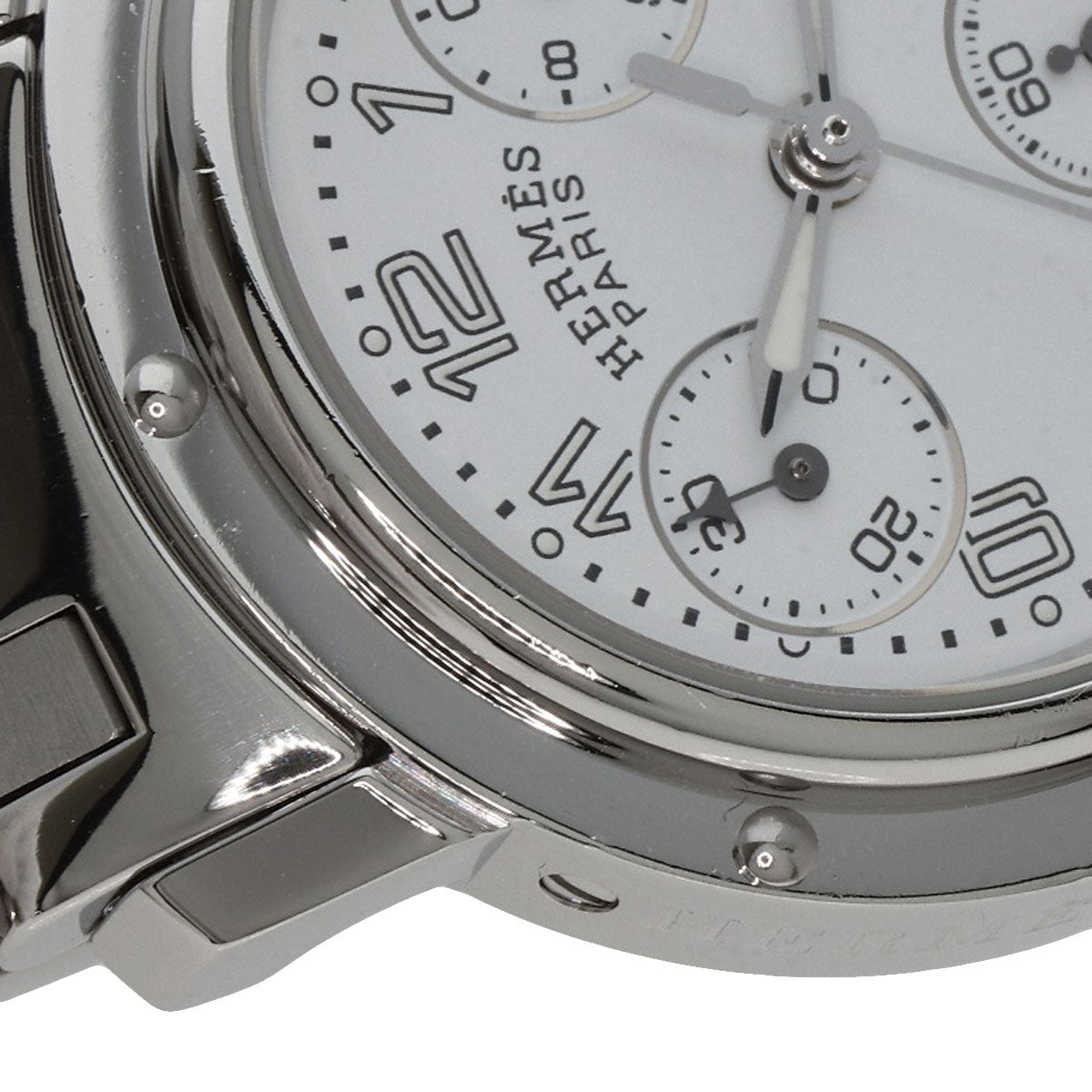 HERMES Watches Quartz CL1.310 Stainless Steel , Stainless Steel Silver Clipper Chronograph New Buckle white dial Women  d