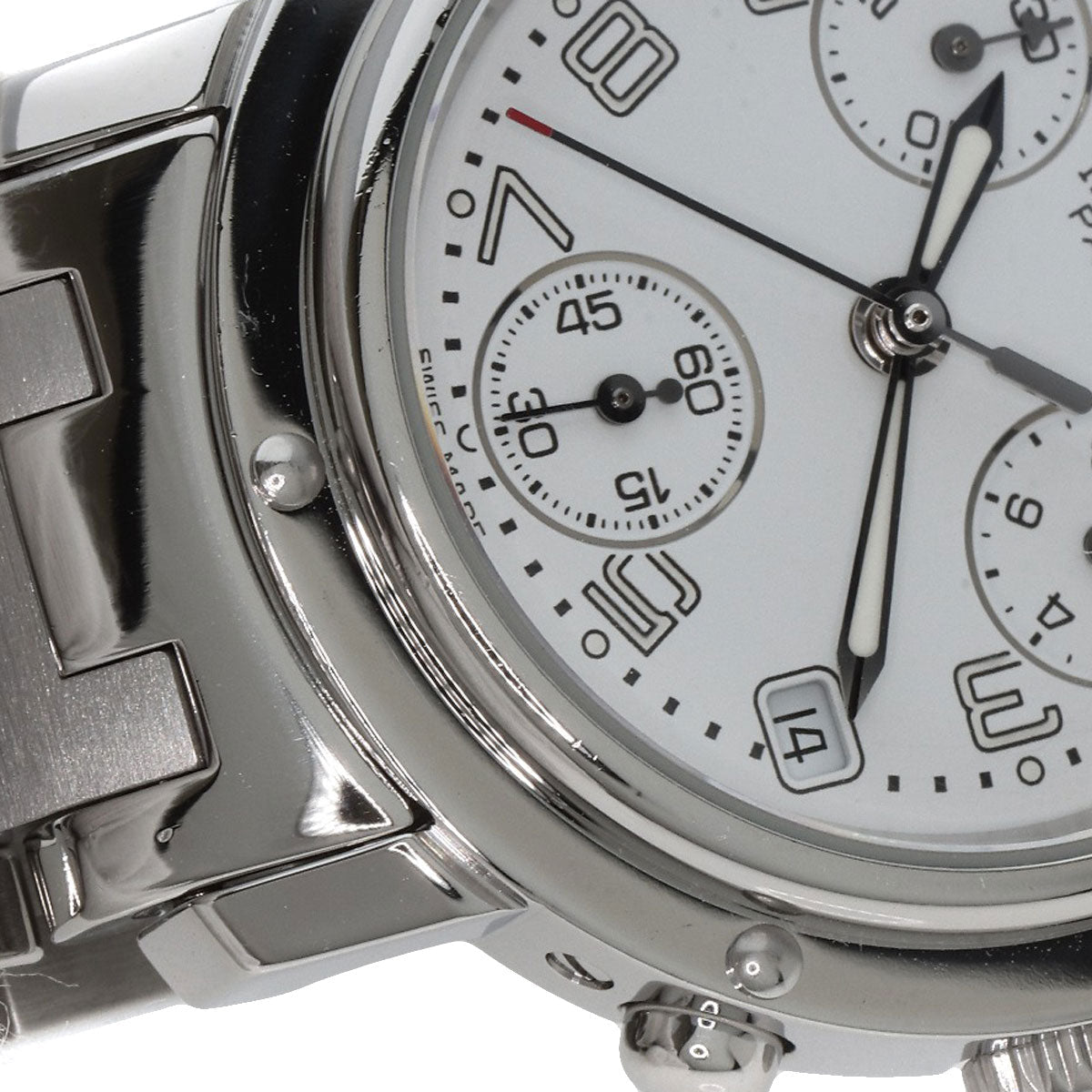 HERMES Watches Quartz CL1.310 Stainless Steel , Stainless Steel Silver Clipper Chronograph New Buckle white dial Women  d
