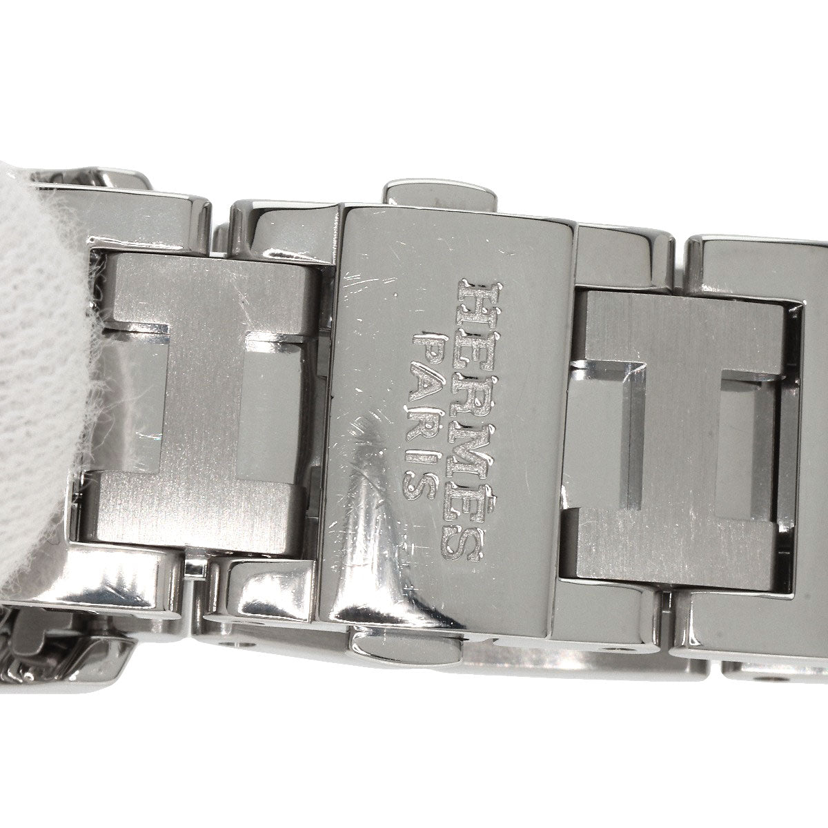 HERMES Watches Quartz CL1.310 Stainless Steel , Stainless Steel Silver Clipper Chronograph New Buckle white dial Women  d