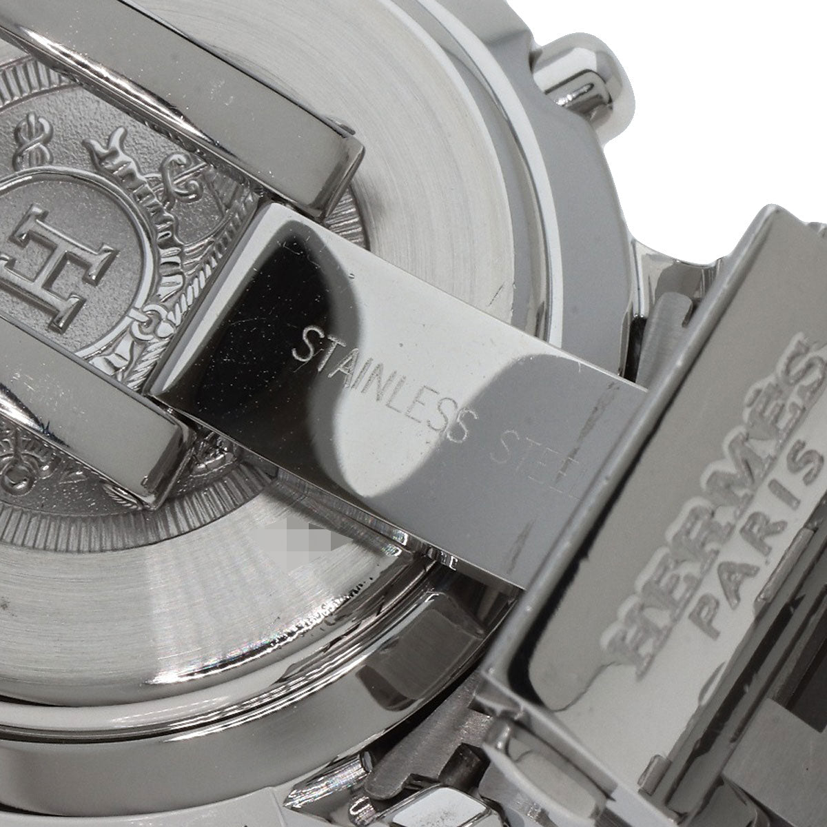 HERMES Watches Quartz CL1.310 Stainless Steel , Stainless Steel Silver Clipper Chronograph New Buckle white dial Women  d