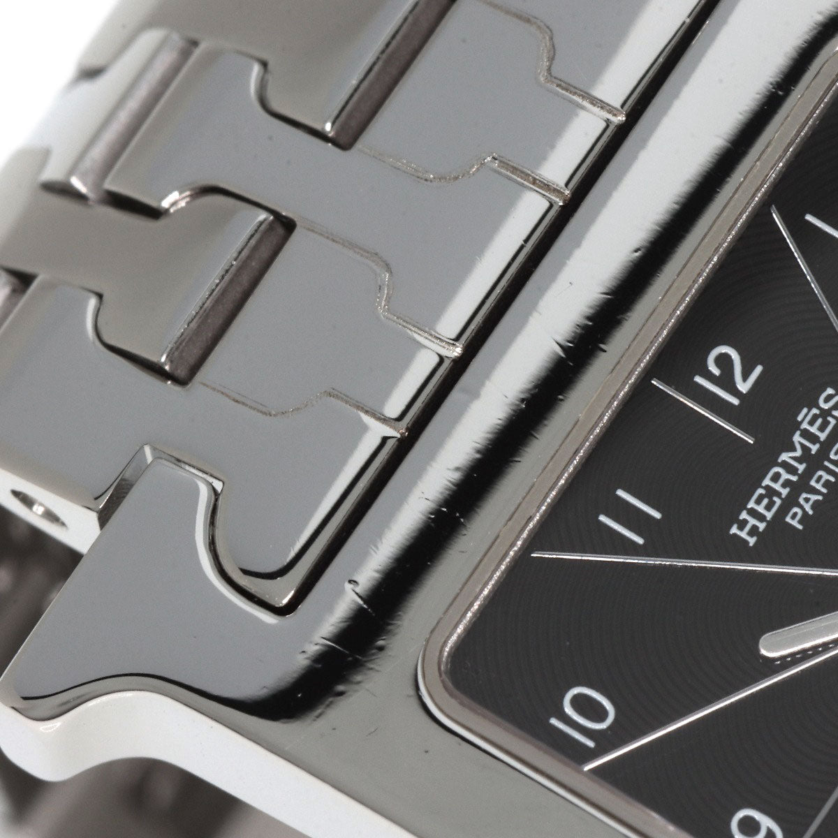 HERMES Watches Quartz HH1.210 Stainless Steel , Stainless Steel Silver H watch black dial Women  d