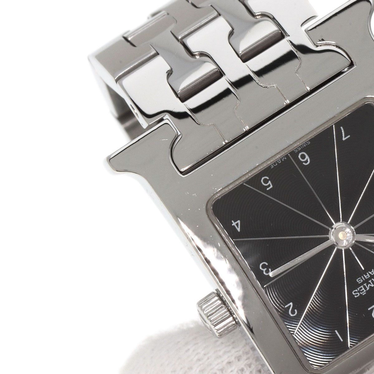 HERMES Watches Quartz HH1.210 Stainless Steel , Stainless Steel Silver H watch black dial Women  d