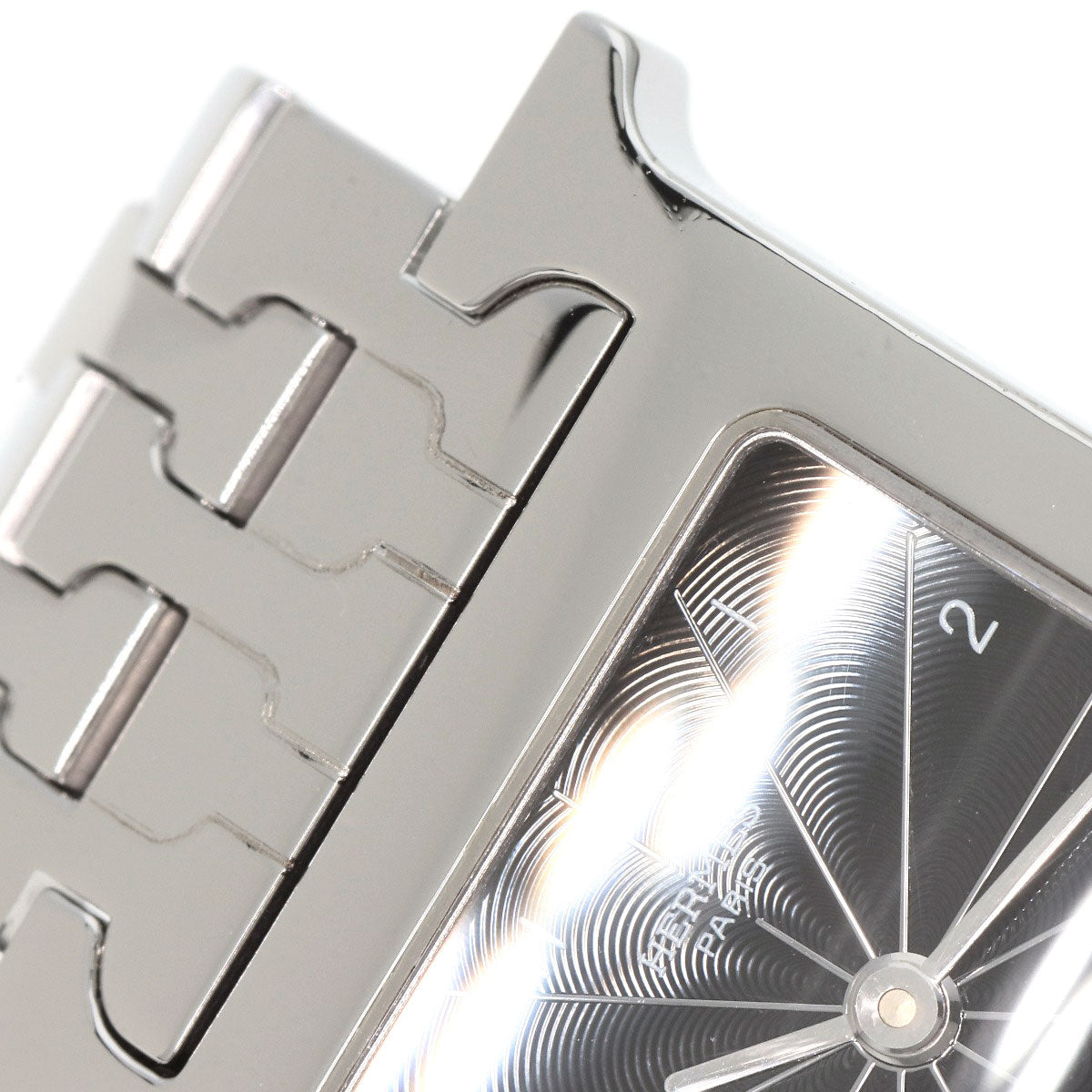 HERMES Watches Quartz HH1.210 Stainless Steel , Stainless Steel Silver H watch black dial Women  d