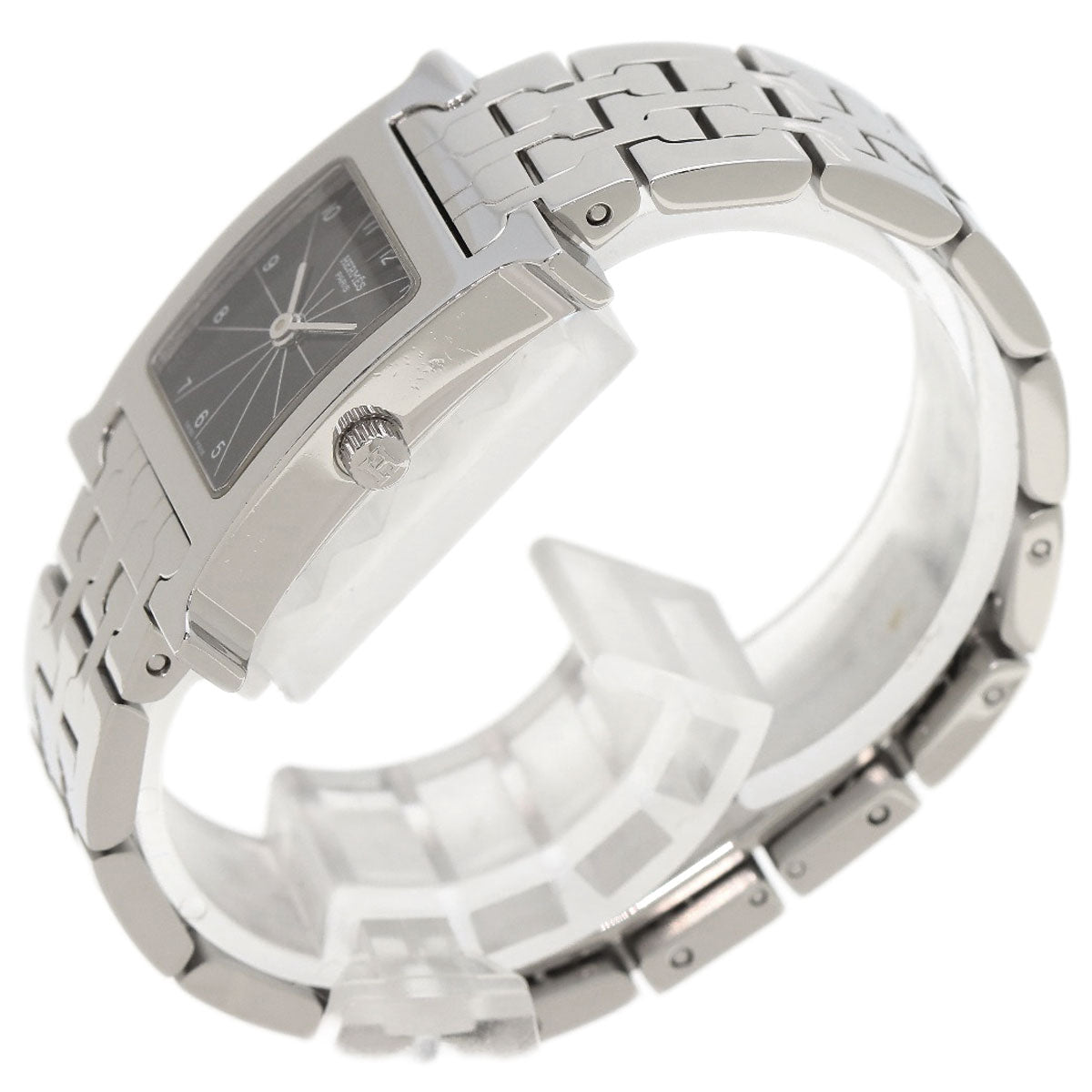 HERMES Watches Quartz HH1.210 Stainless Steel , Stainless Steel Silver H watch black dial Women  d