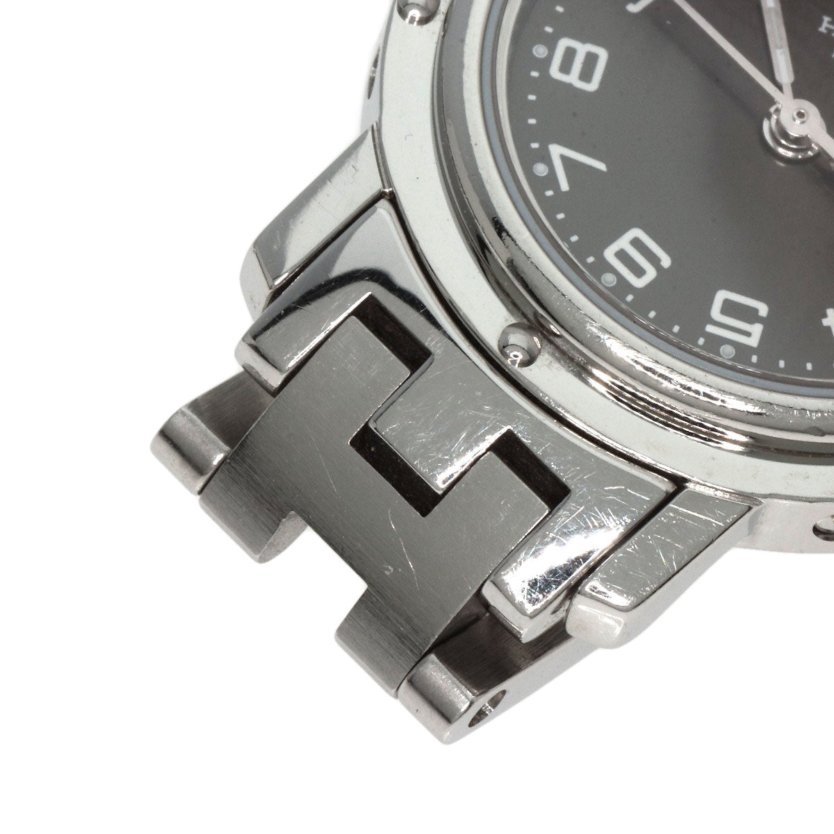 HERMES Watches Quartz CL4.210 Stainless Steel , Stainless Steel Silver Clipper black dial Women  d
