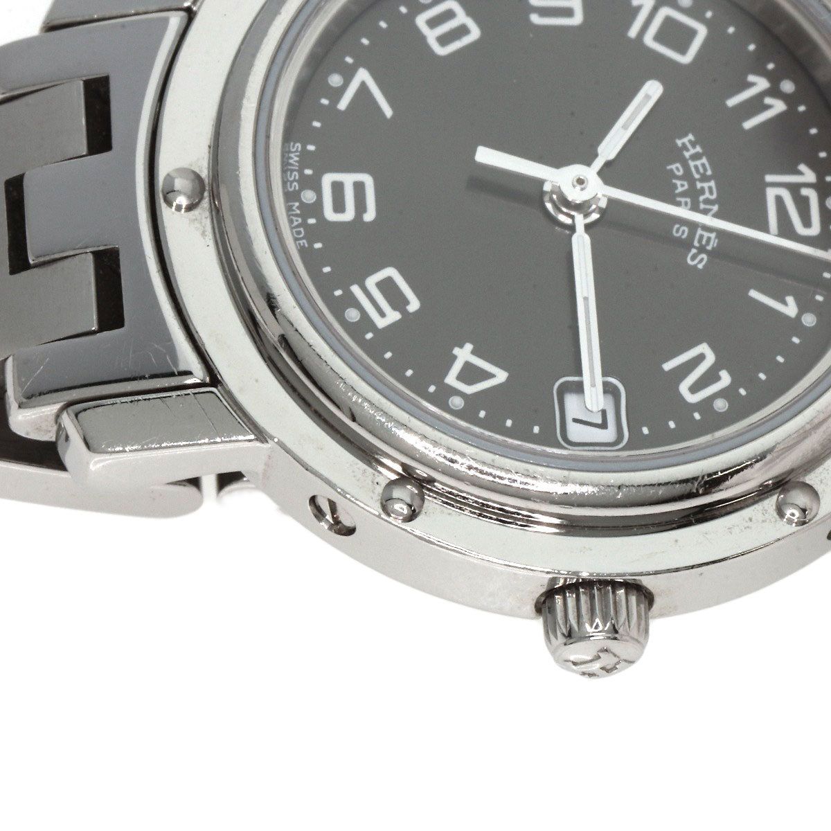 HERMES Watches Quartz CL4.210 Stainless Steel , Stainless Steel Silver Clipper black dial Women  d