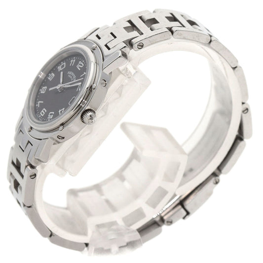 HERMES Watches Quartz CL4.210 Stainless Steel , Stainless Steel Silver Clipper black dial Women  d
