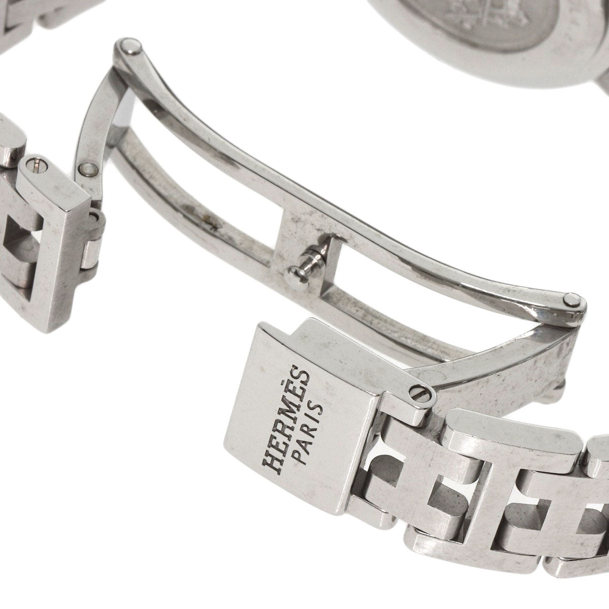 HERMES Watches Quartz CL4.210 Stainless Steel , Stainless Steel Silver Clipper black dial Women  d