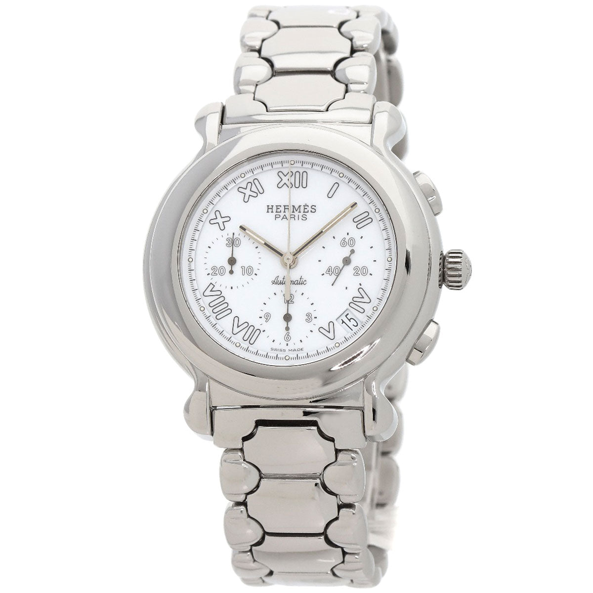 HERMES Watches Mechanical Automatic KP1.910 Stainless Steel , Stainless Steel Silver Ke Plat white dial mens  d