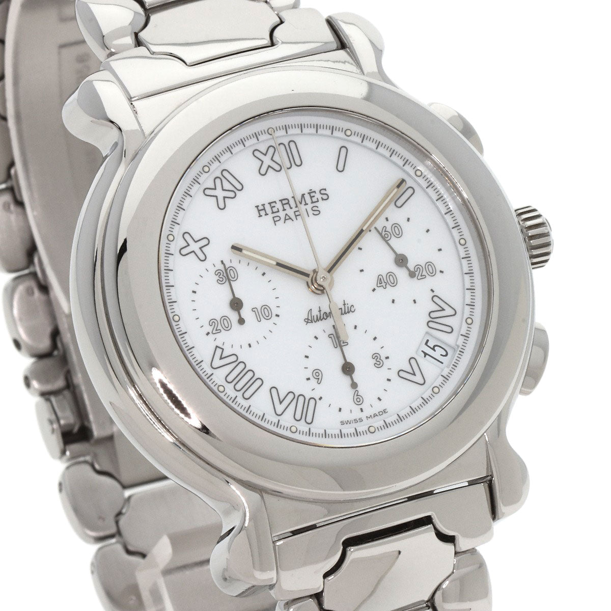HERMES Watches Mechanical Automatic KP1.910 Stainless Steel , Stainless Steel Silver Ke Plat white dial mens  d