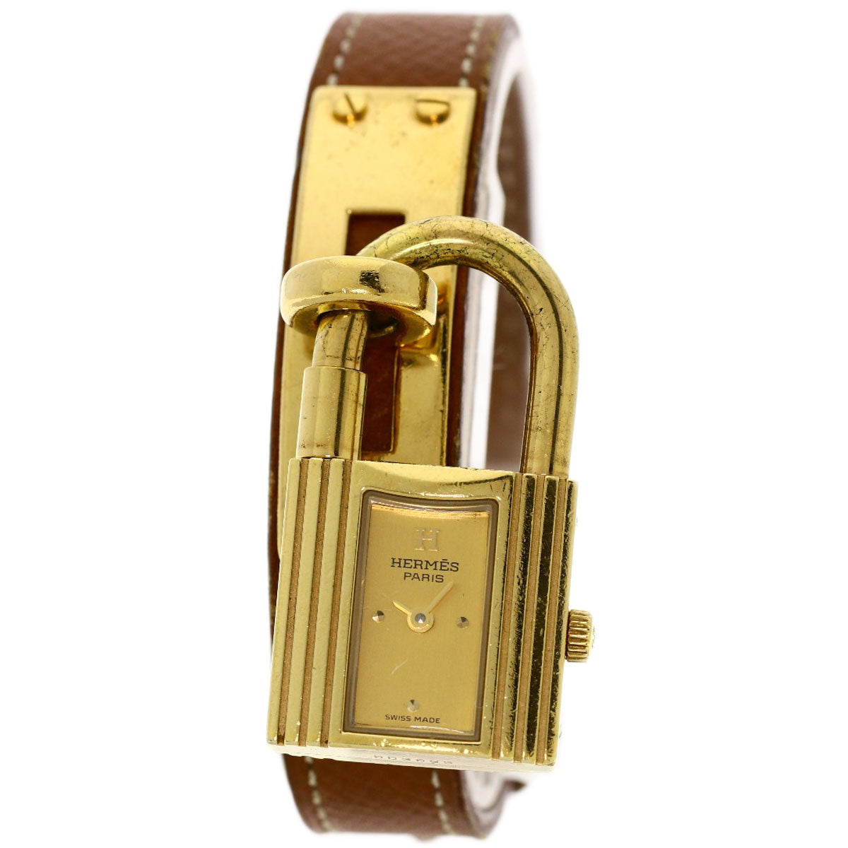HERMES Watches Quartz Gold Plated, Leather gold Kelly watch gold dial Women  d