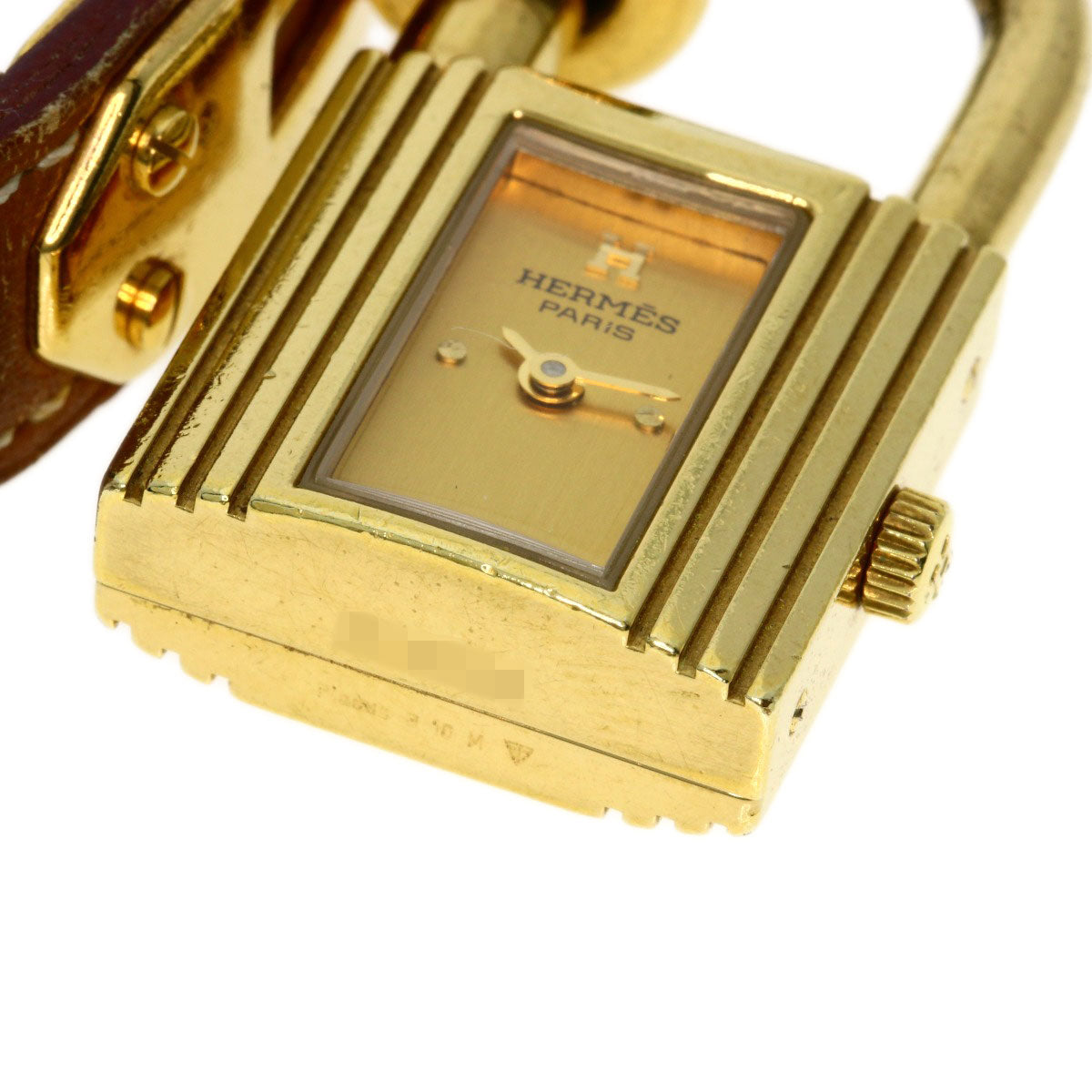HERMES Watches Quartz Gold Plated, Leather gold Kelly watch gold dial Women  d