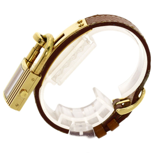 HERMES Watches Quartz Gold Plated, Leather gold Kelly watch gold dial Women  d