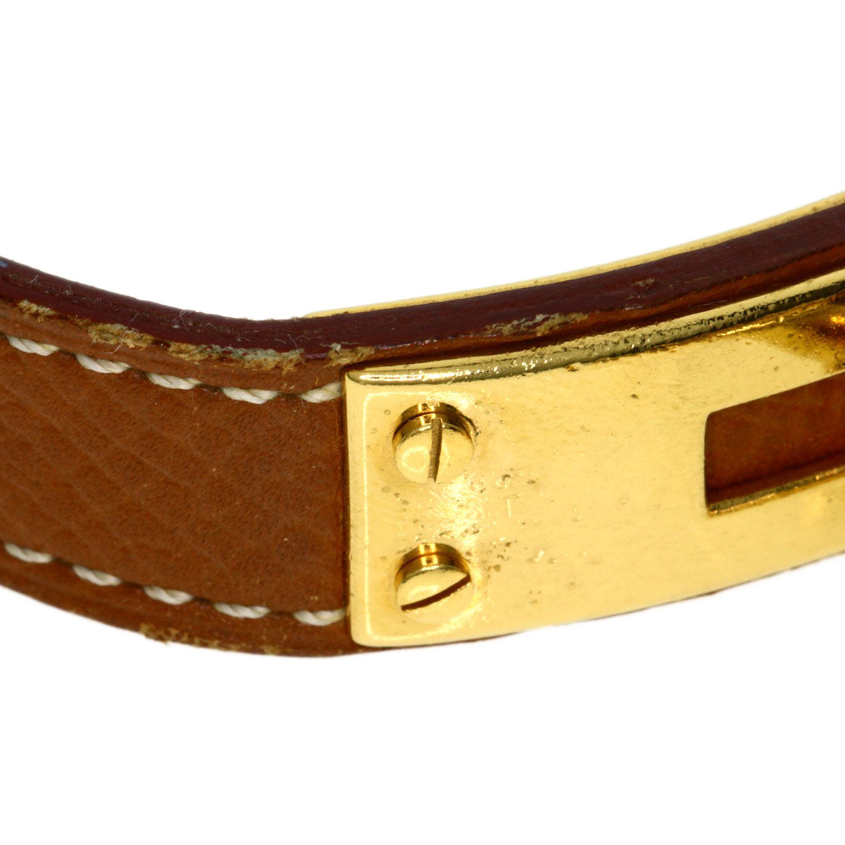 HERMES Watches Quartz Gold Plated, Leather gold Kelly watch gold dial Women  d