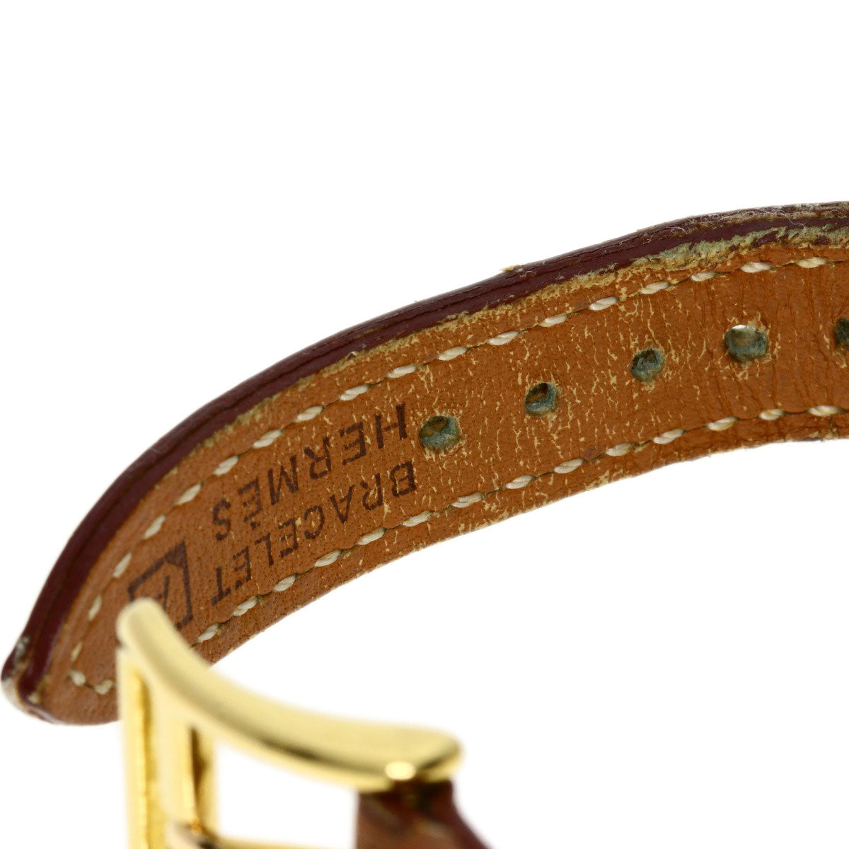 HERMES Watches Quartz Gold Plated, Leather gold Kelly watch gold dial Women  d