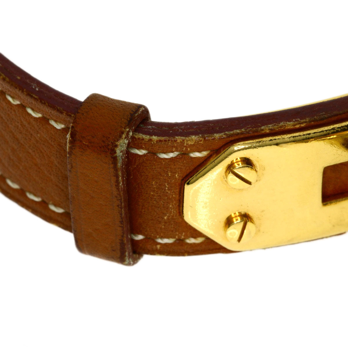 HERMES Watches Quartz Gold Plated, Leather gold Kelly watch gold dial Women  d