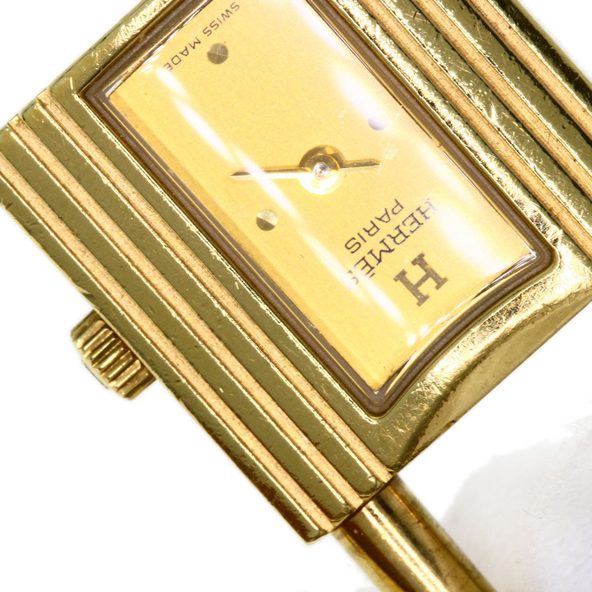 HERMES Watches Quartz Gold Plated, Leather gold Kelly watch gold dial Women  d