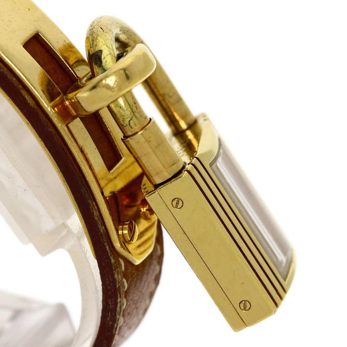 HERMES Watches Quartz Gold Plated, Leather gold Kelly watch gold dial Women  d