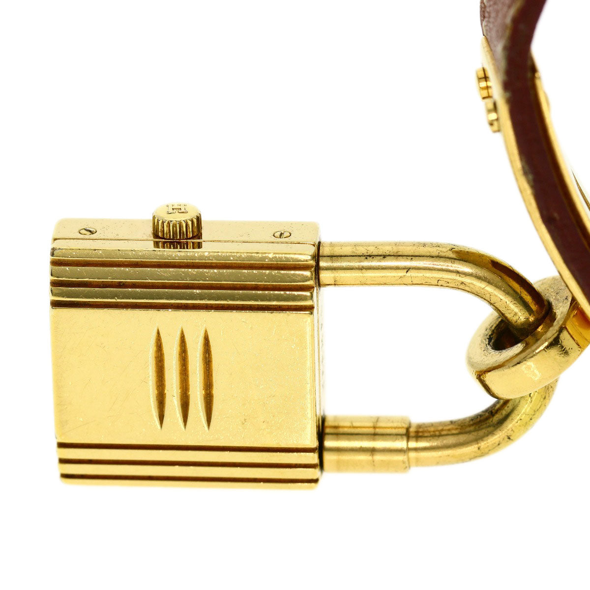 HERMES Watches Quartz Gold Plated, Leather gold Kelly watch gold dial Women  d