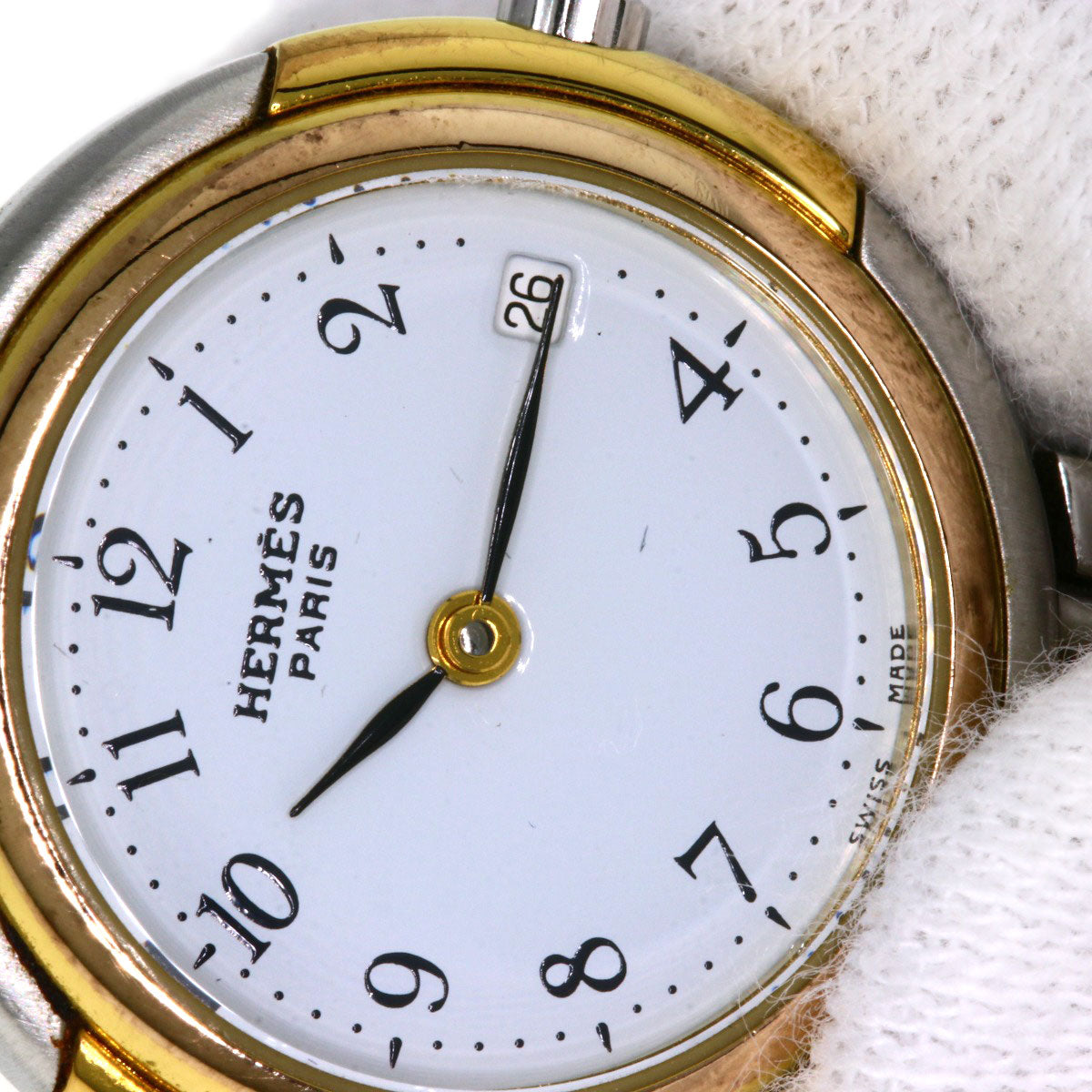 HERMES Watches Quartz Stainless Steel, Combination Silver Windsor white dial Women  d