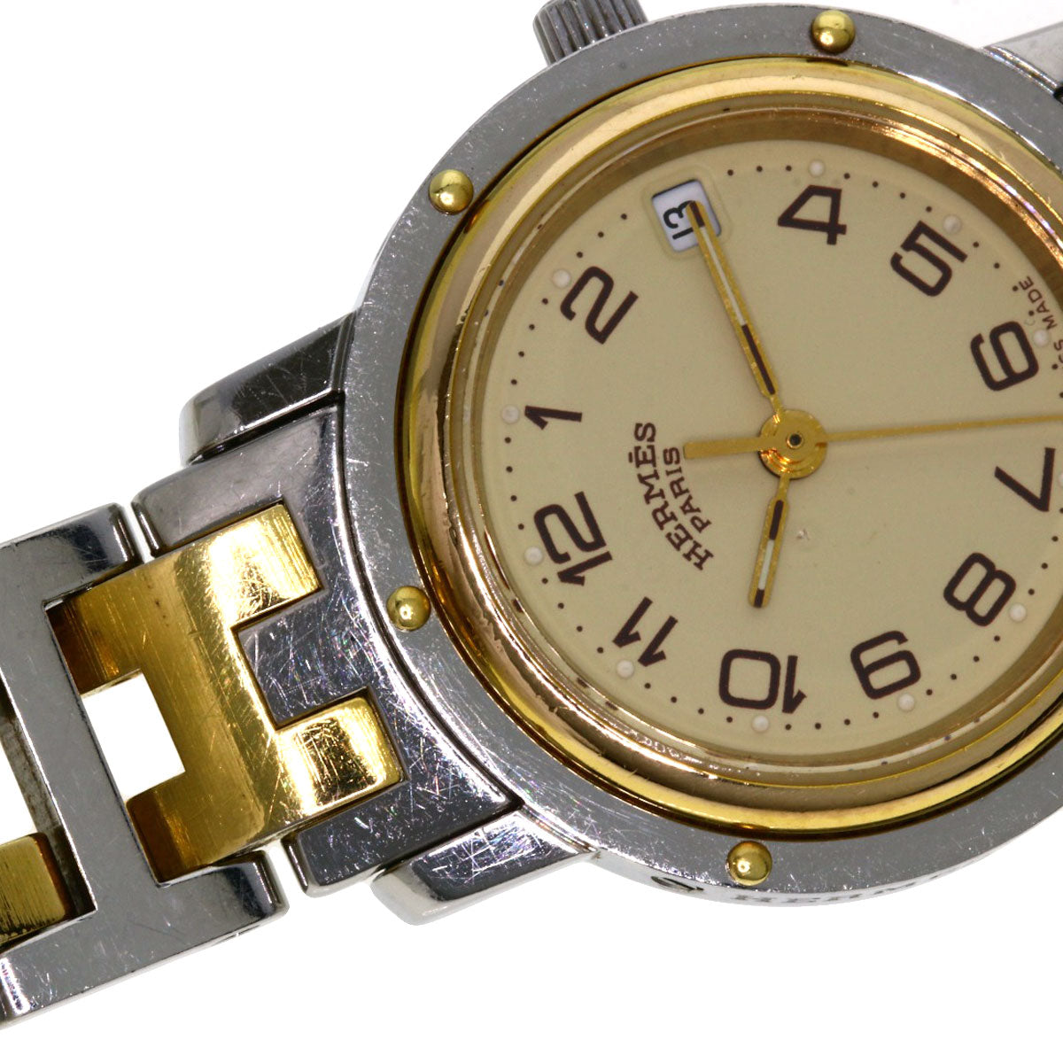 HERMES Watches Quartz CL3.240 Stainless Steel , SSxGP gold Clipper Ivory dial Women  d