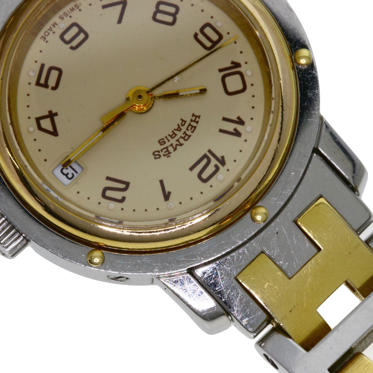 HERMES Watches Quartz CL3.240 Stainless Steel , SSxGP gold Clipper Ivory dial Women  d