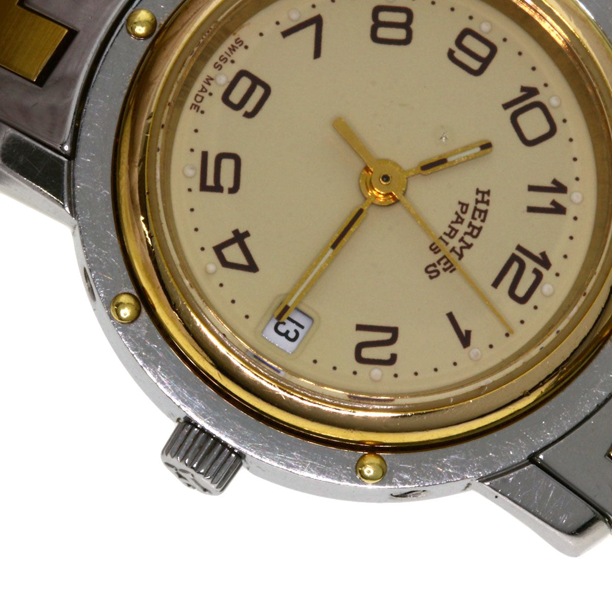 HERMES Watches Quartz CL3.240 Stainless Steel , SSxGP gold Clipper Ivory dial Women  d