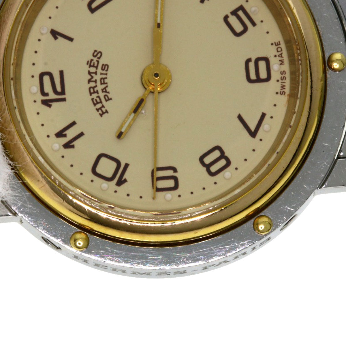 HERMES Watches Quartz CL3.240 Stainless Steel , SSxGP gold Clipper Ivory dial Women  d