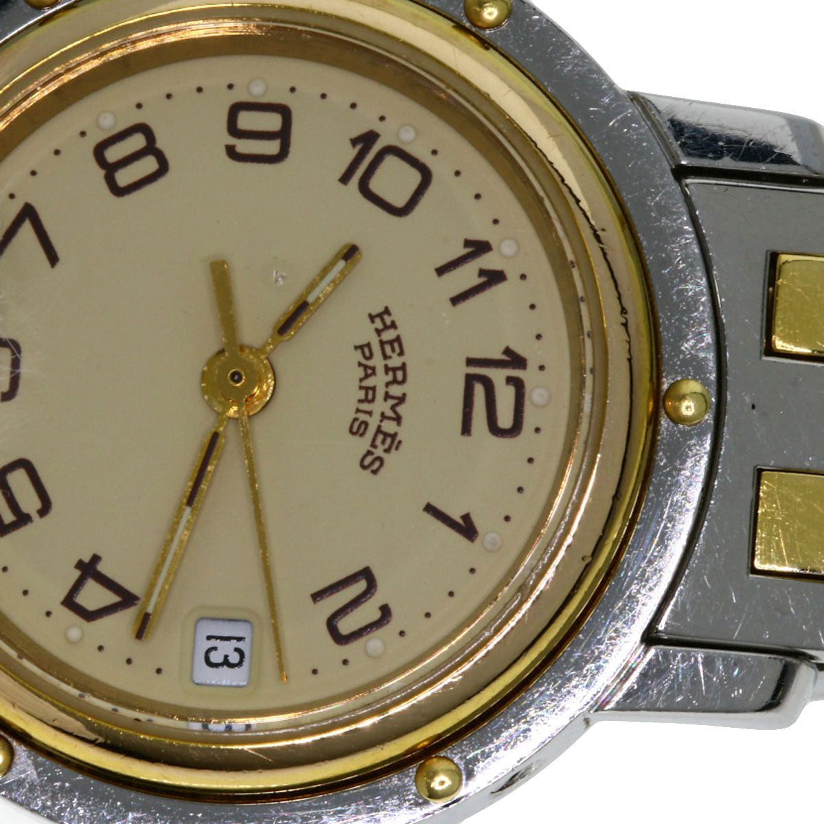 HERMES Watches Quartz CL3.240 Stainless Steel , SSxGP gold Clipper Ivory dial Women  d