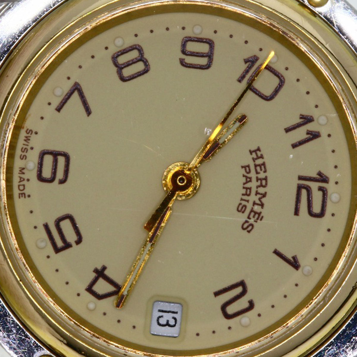 HERMES Watches Quartz CL3.240 Stainless Steel , SSxGP gold Clipper Ivory dial Women  d