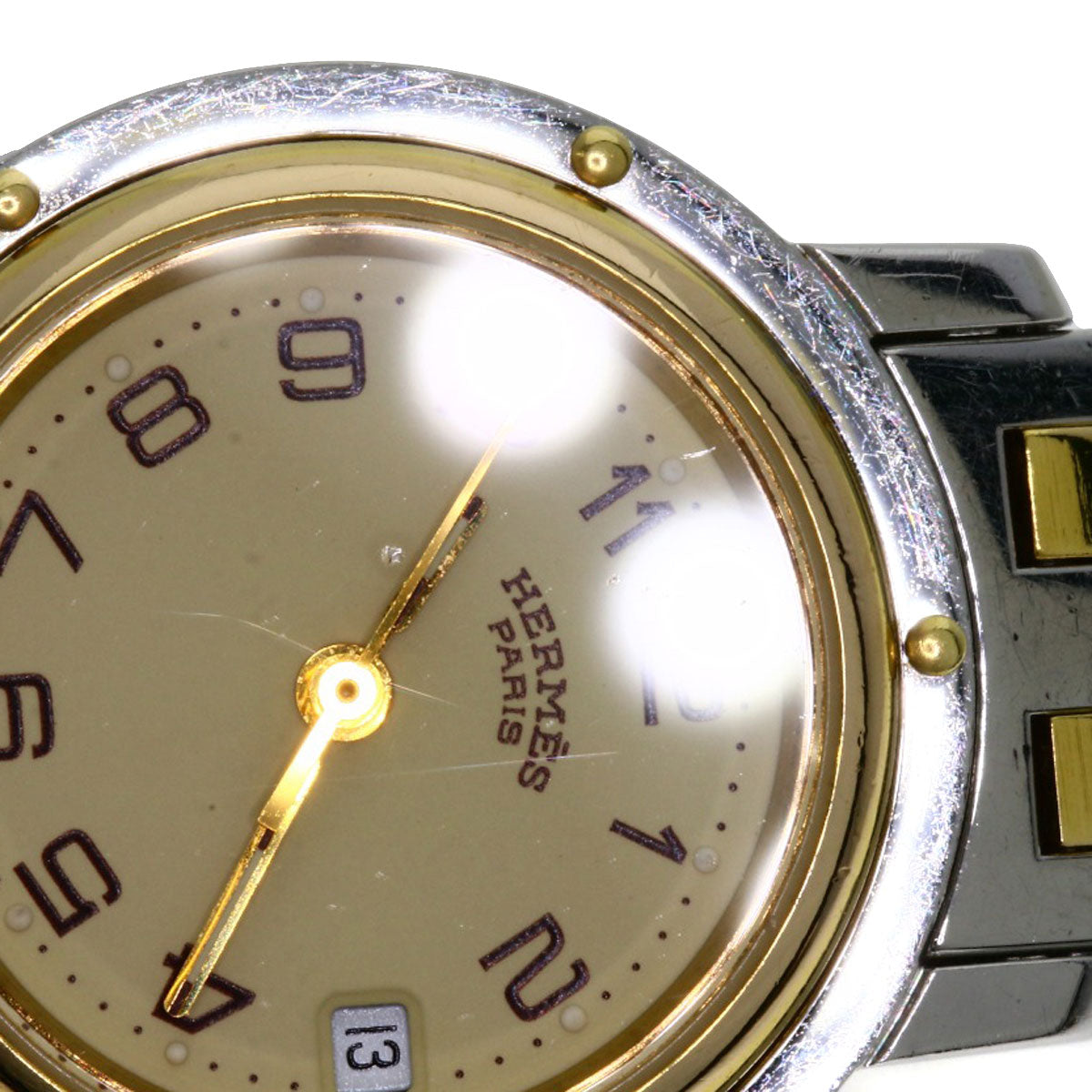 HERMES Watches Quartz CL3.240 Stainless Steel , SSxGP gold Clipper Ivory dial Women  d