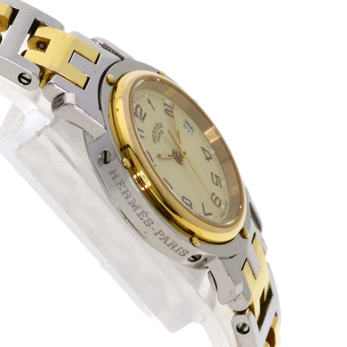 HERMES Watches Quartz CL3.240 Stainless Steel , SSxGP gold Clipper Ivory dial Women  d