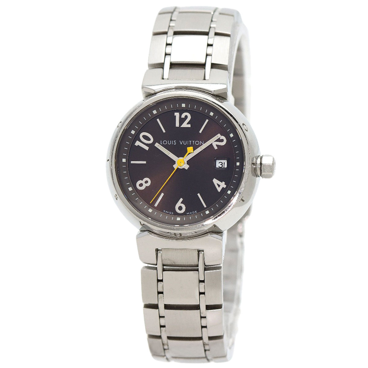 LOUIS VUITTON Watches Quartz Q1211 Stainless Steel Silver Tambour Brown dial