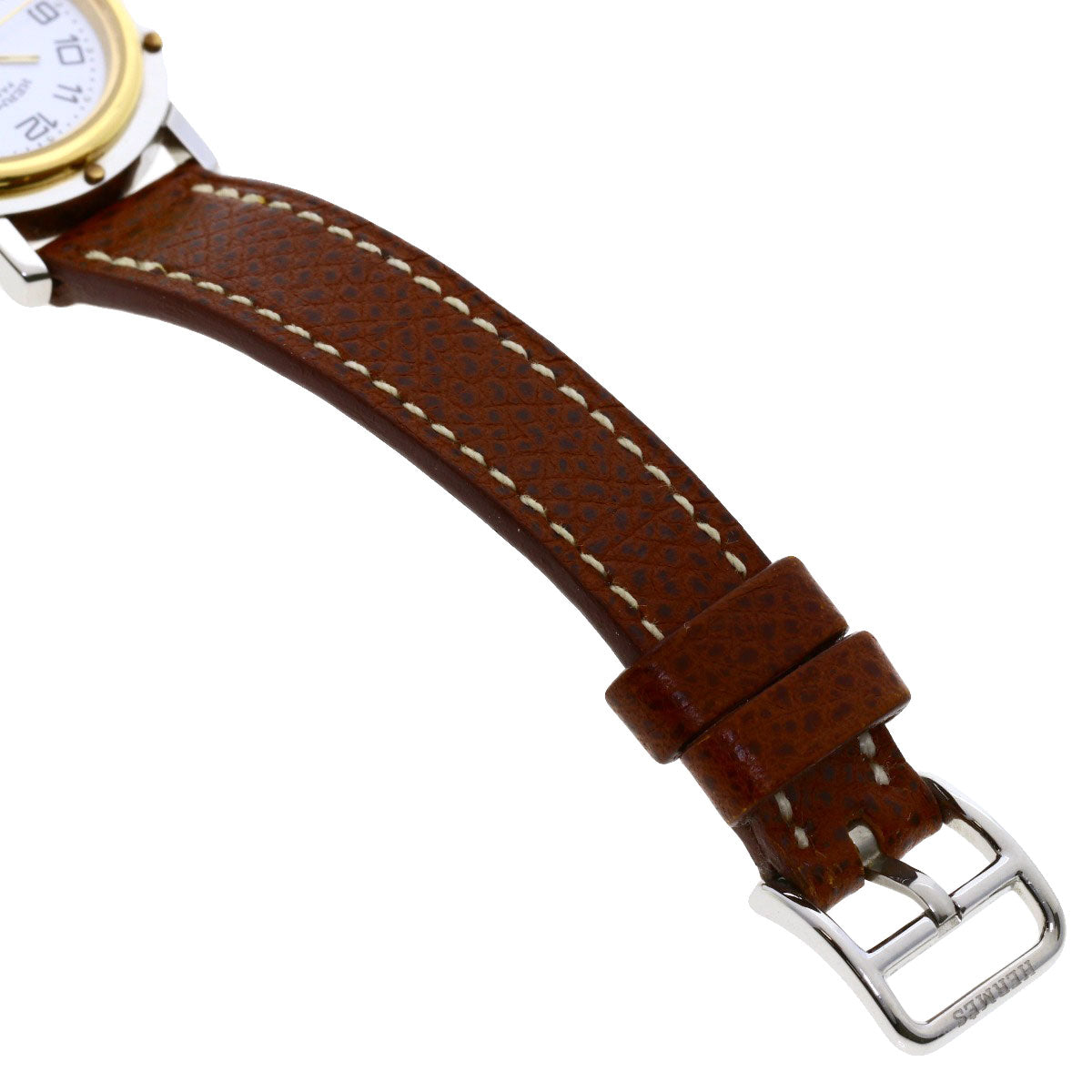HERMES Watches Quartz CL4.220 Stainless Steel, Leather Silver Clipper white dial Women  d