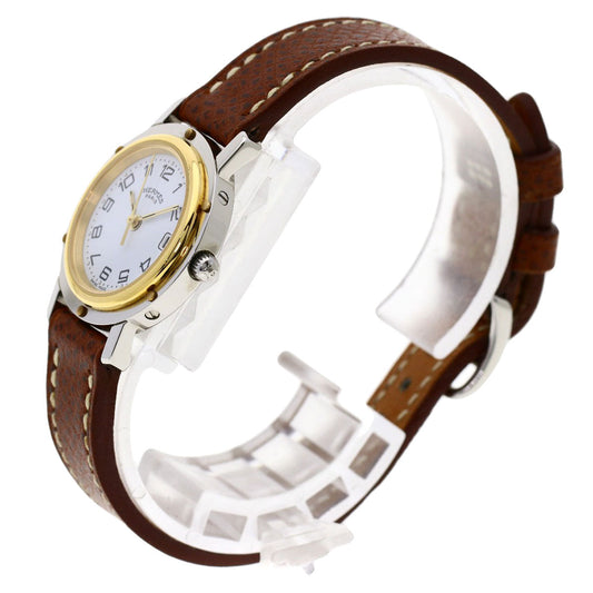 HERMES Watches Quartz CL4.220 Stainless Steel, Leather Silver Clipper white dial Women  d