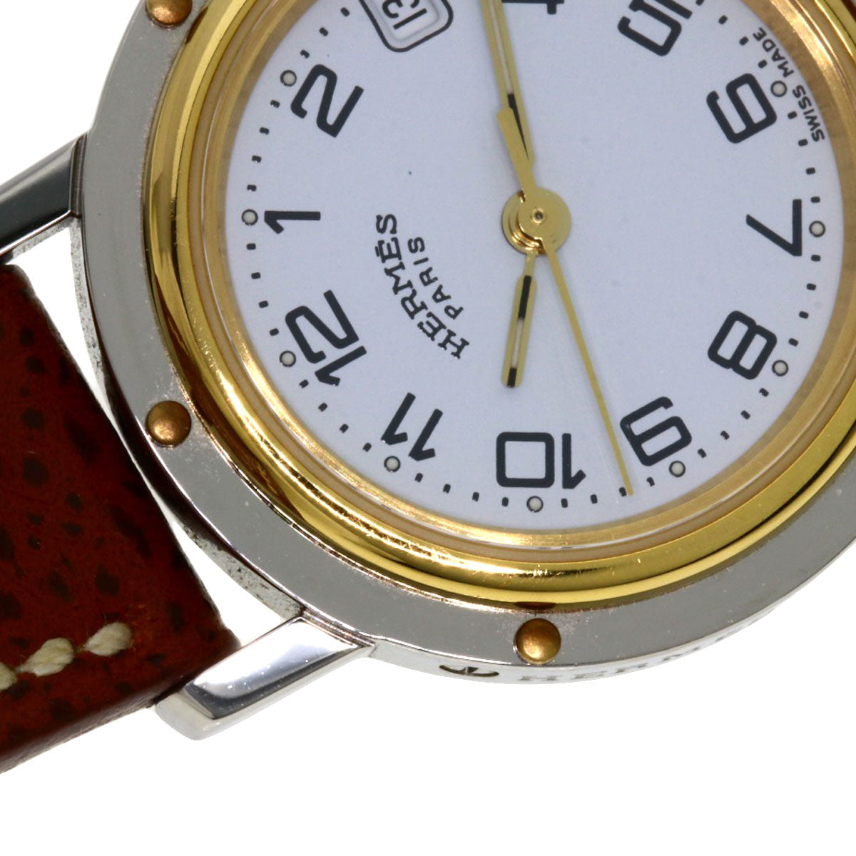 HERMES Watches Quartz CL4.220 Stainless Steel, Leather Silver Clipper white dial Women  d