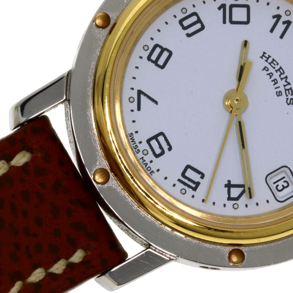 HERMES Watches Quartz CL4.220 Stainless Steel, Leather Silver Clipper white dial Women  d