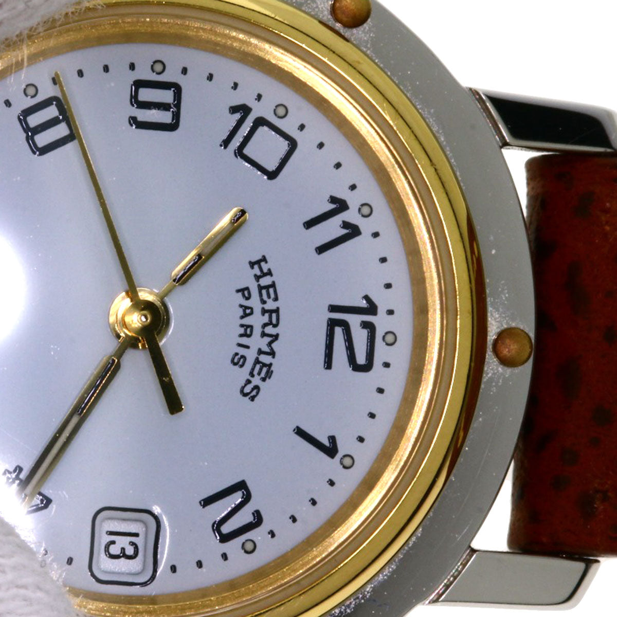 HERMES Watches Quartz CL4.220 Stainless Steel, Leather Silver Clipper white dial Women  d