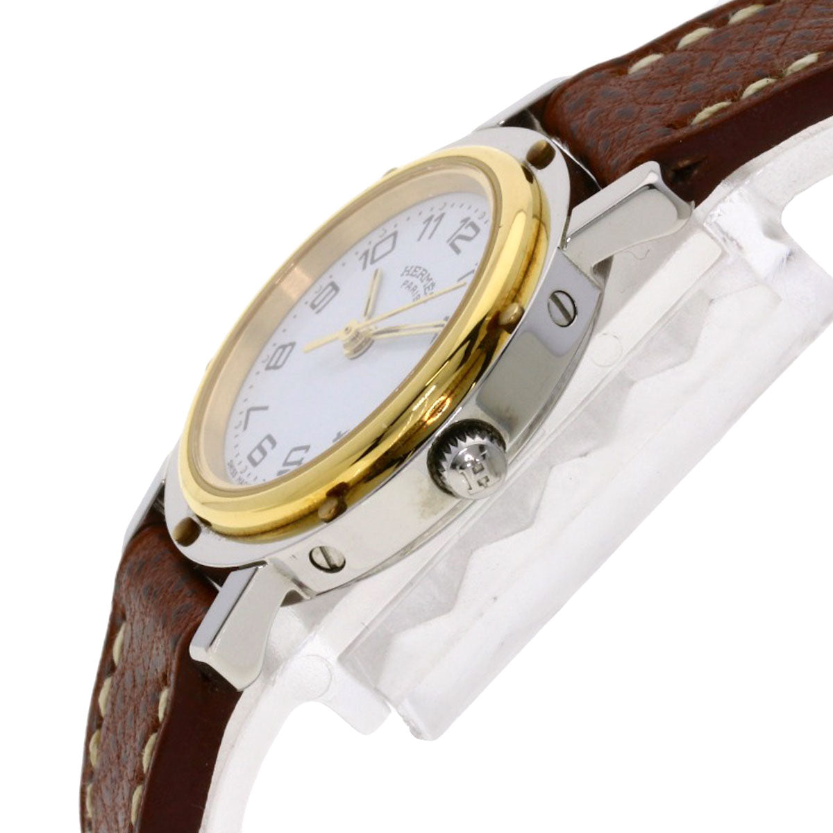 HERMES Watches Quartz CL4.220 Stainless Steel, Leather Silver Clipper white dial Women  d