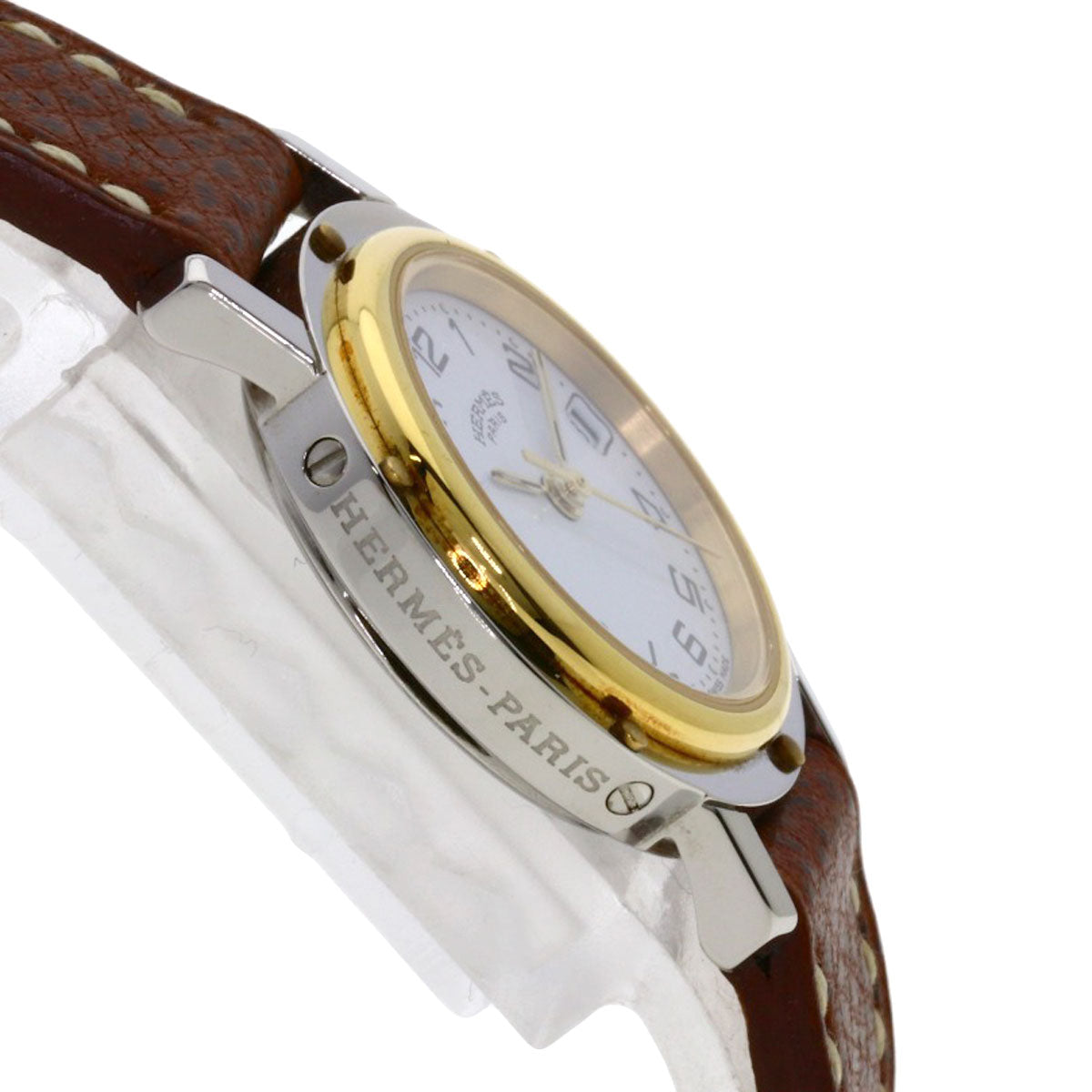 HERMES Watches Quartz CL4.220 Stainless Steel, Leather Silver Clipper white dial Women  d