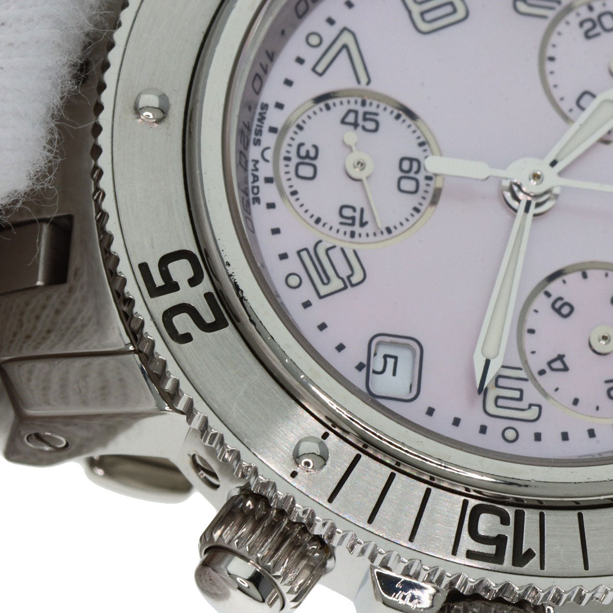 HERMES Watches Quartz CL2.310 Stainless Steel , Stainless Steel Silver Clipper Diver Chronograph New Buckle Pink shell dial mens  d