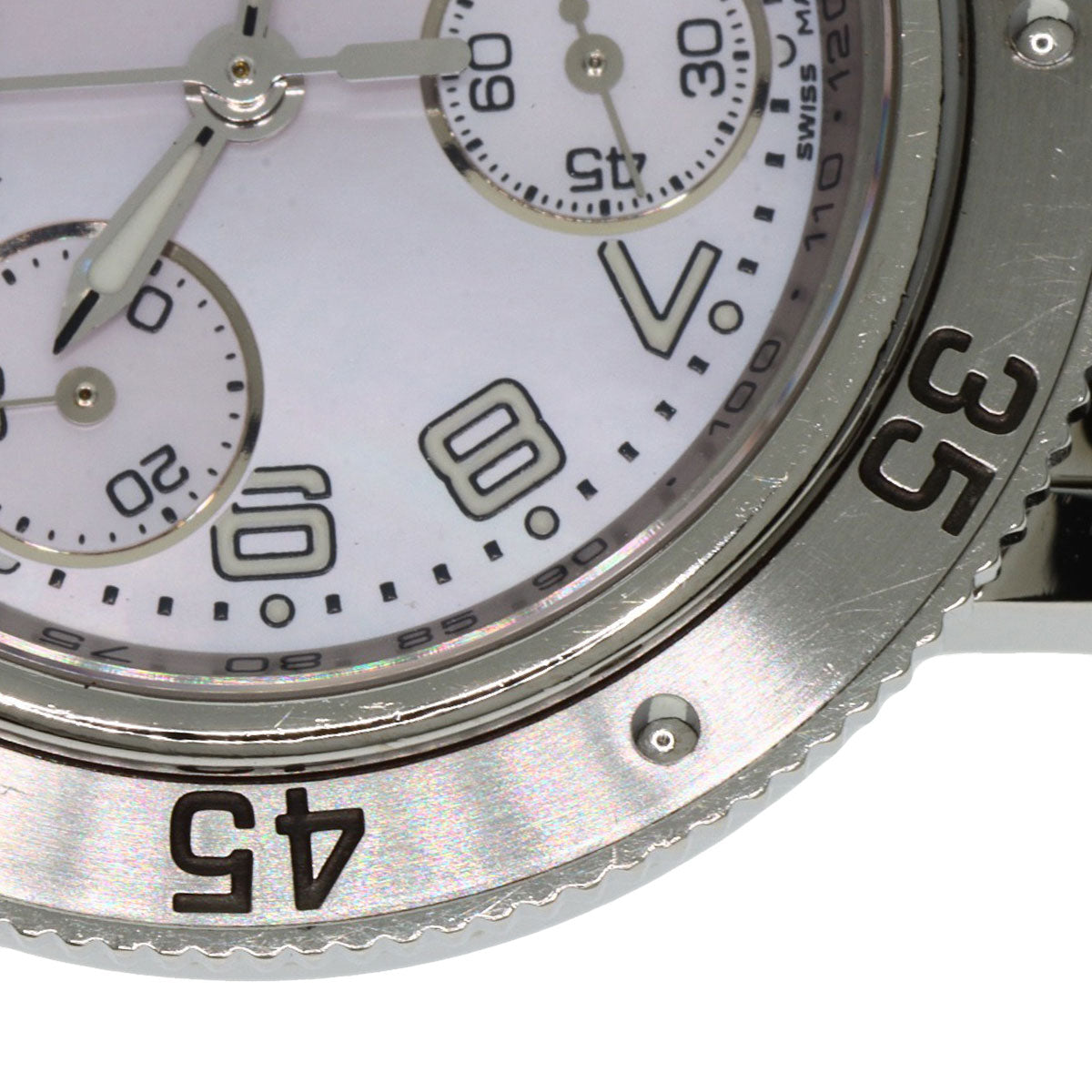 HERMES Watches Quartz CL2.310 Stainless Steel , Stainless Steel Silver Clipper Diver Chronograph New Buckle Pink shell dial mens  d