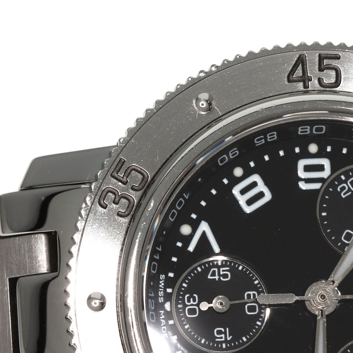 HERMES Watches Quartz CL2.310 Stainless Steel , Stainless Steel Silver Clipper Diver Chronograph black dial Women  d