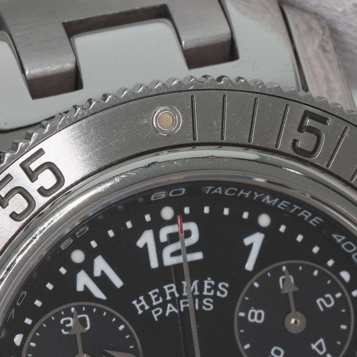 HERMES Watches Quartz CL2.310 Stainless Steel , Stainless Steel Silver Clipper Diver Chronograph black dial Women  d