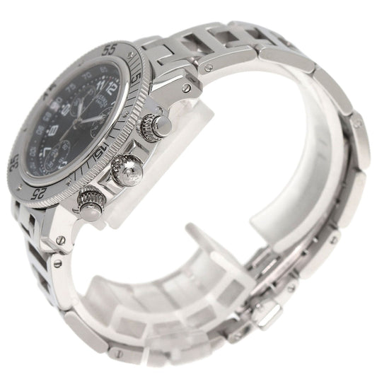 HERMES Watches Quartz CL2.310 Stainless Steel , Stainless Steel Silver Clipper Diver Chronograph black dial Women  d