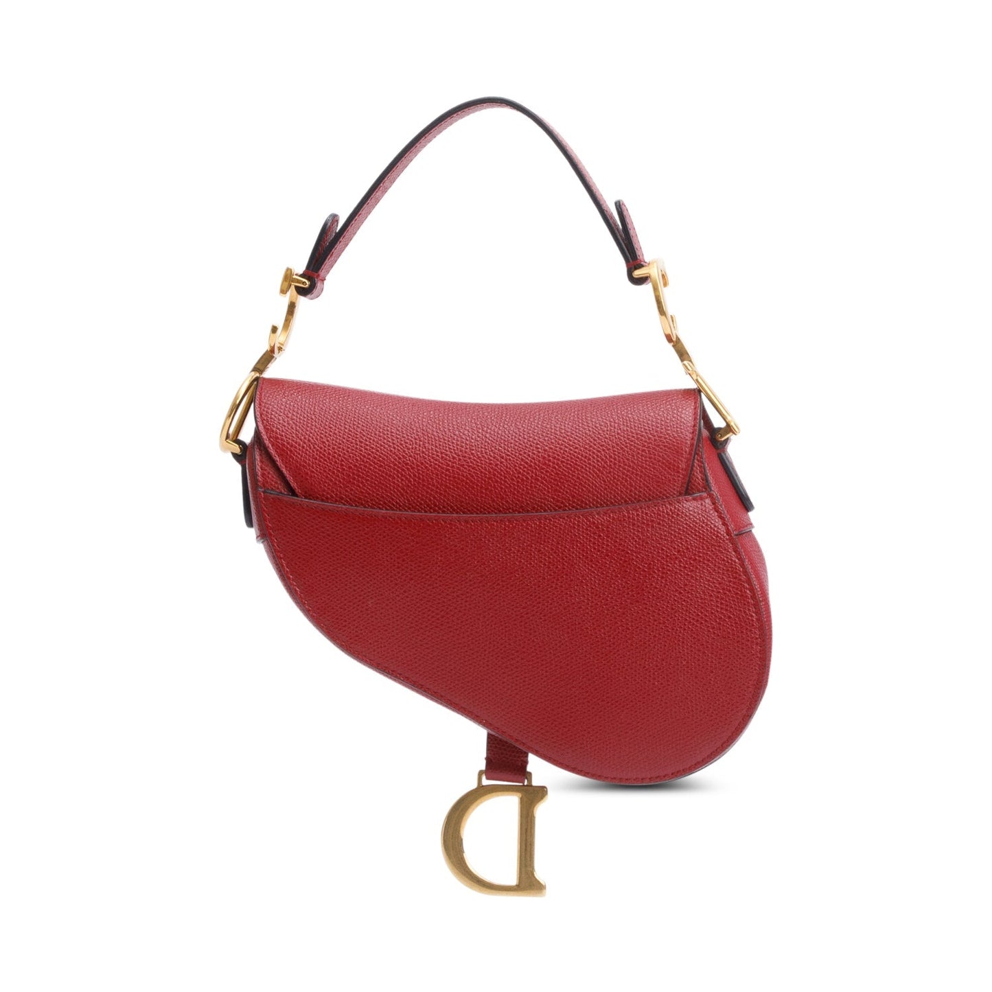 Christian Dior Red Grained Calfskin Leather Mini Saddle Bag